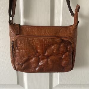 Jack Georges Bag Buffalo Leather Croc Hornback City Crossbody Zippered Handmade
